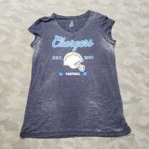 Chargers Football Top Womens XL Blue NFL V-Neck Short Sleeve
